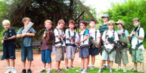 expat kids playing laser tag games