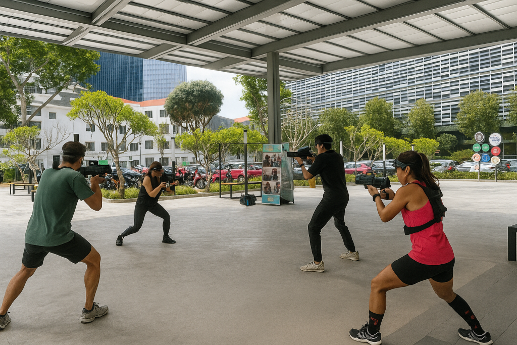 Laser Tag Team Bonding: Combat Skirmish in Singapore's CBD