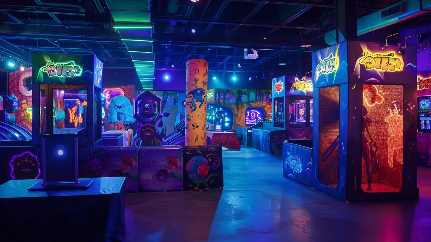 Display of customizable laser tag event packages for corporate groups, showcasing fun and flexibility